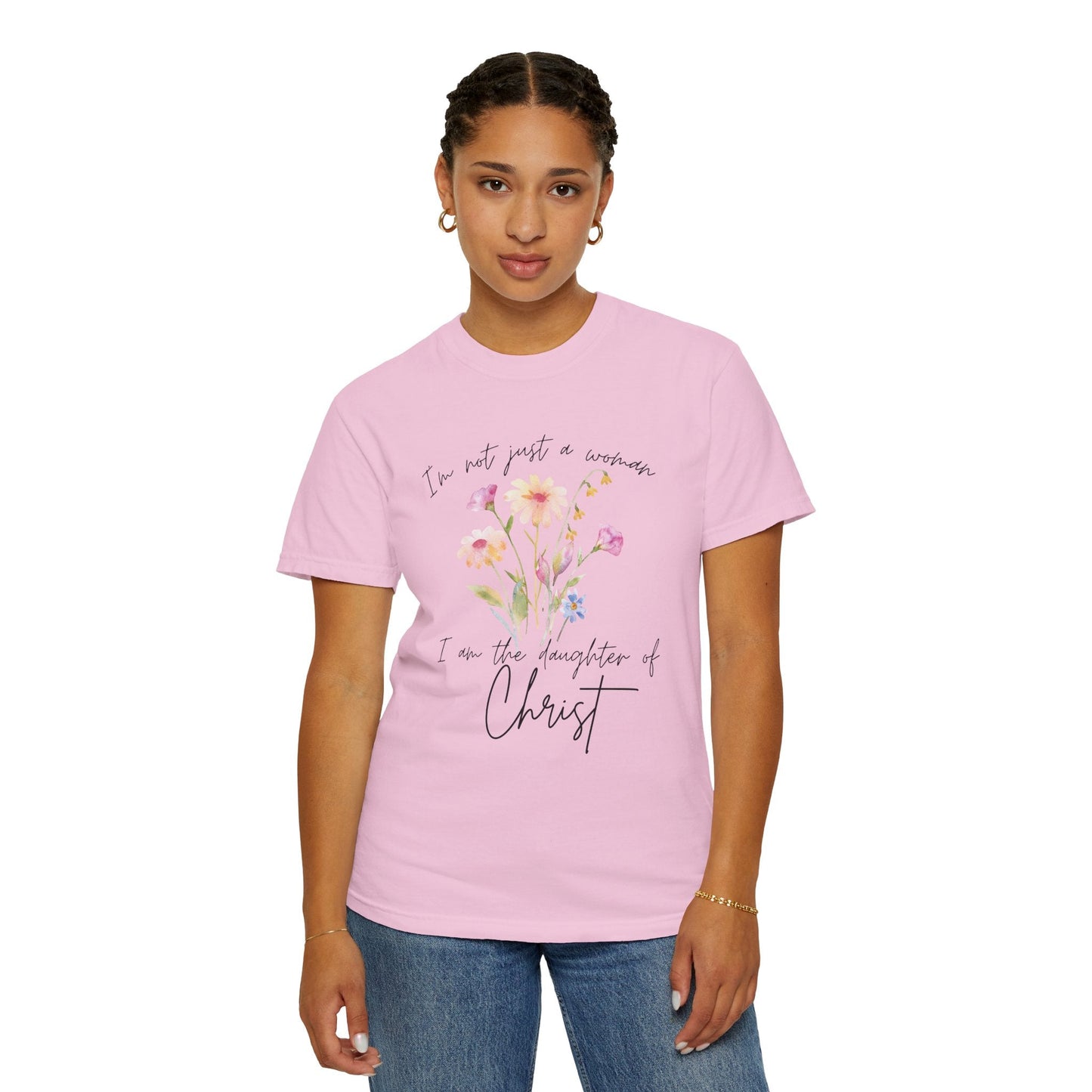 Daughter of Christ Floral T-Shirt - Inspirational Unisex Garment-Dyed Tee