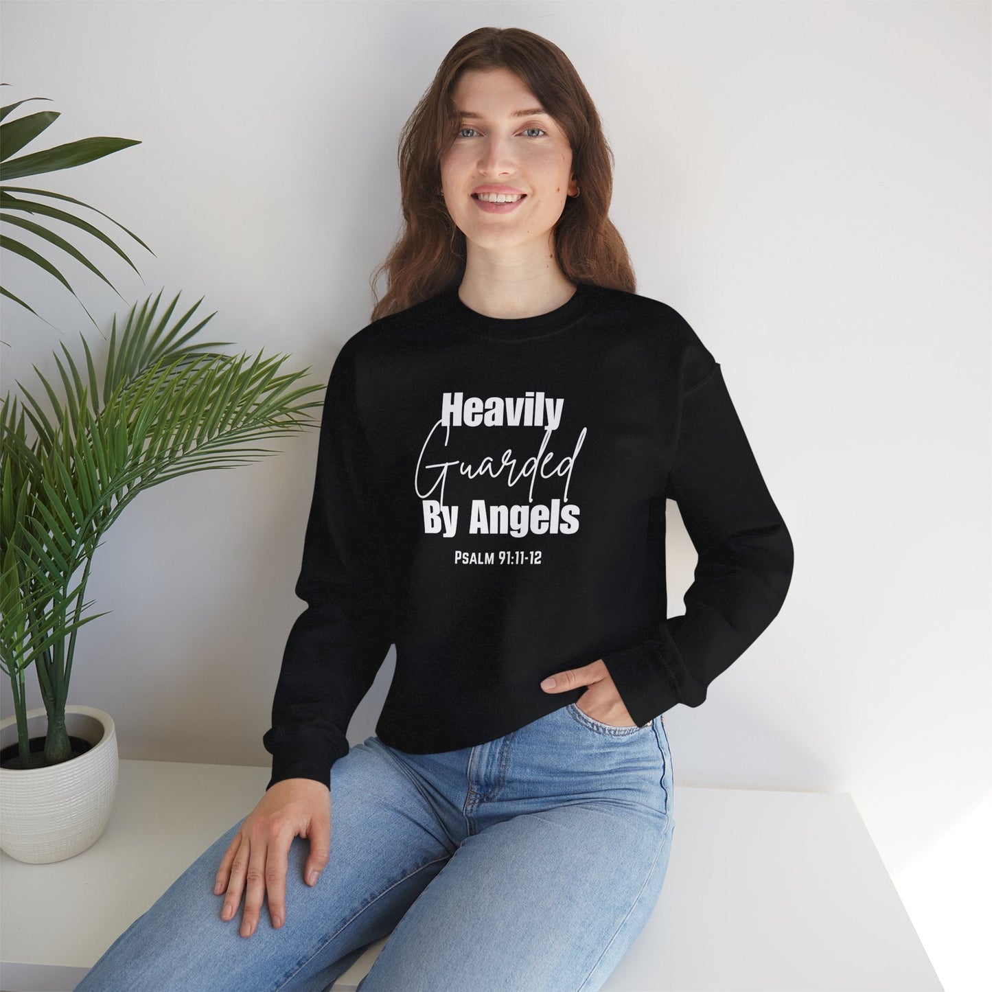 Heavily Guarded By Angels Unisex Heavy Blend™ Crewneck Sweatshirt
