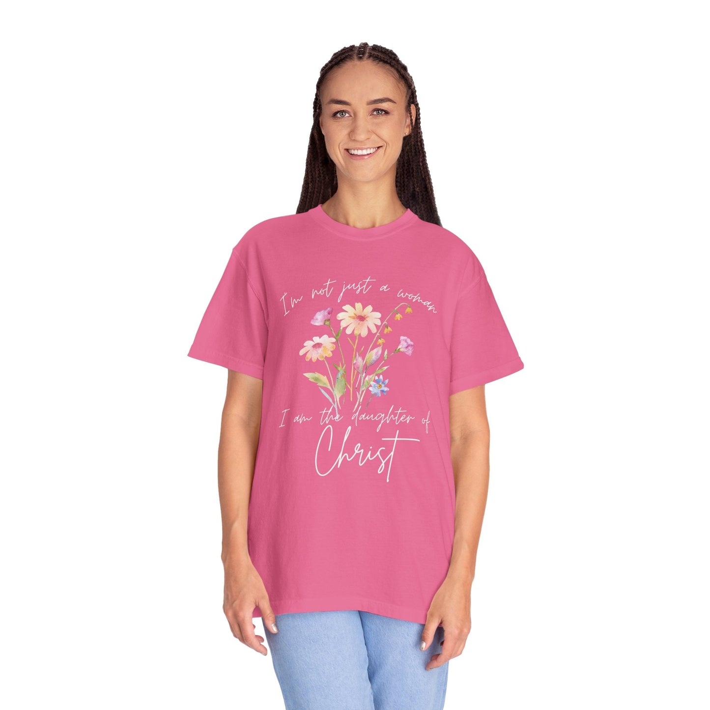 Daughter of Christ Floral T-Shirt - Inspirational Unisex Garment-Dyed Tee