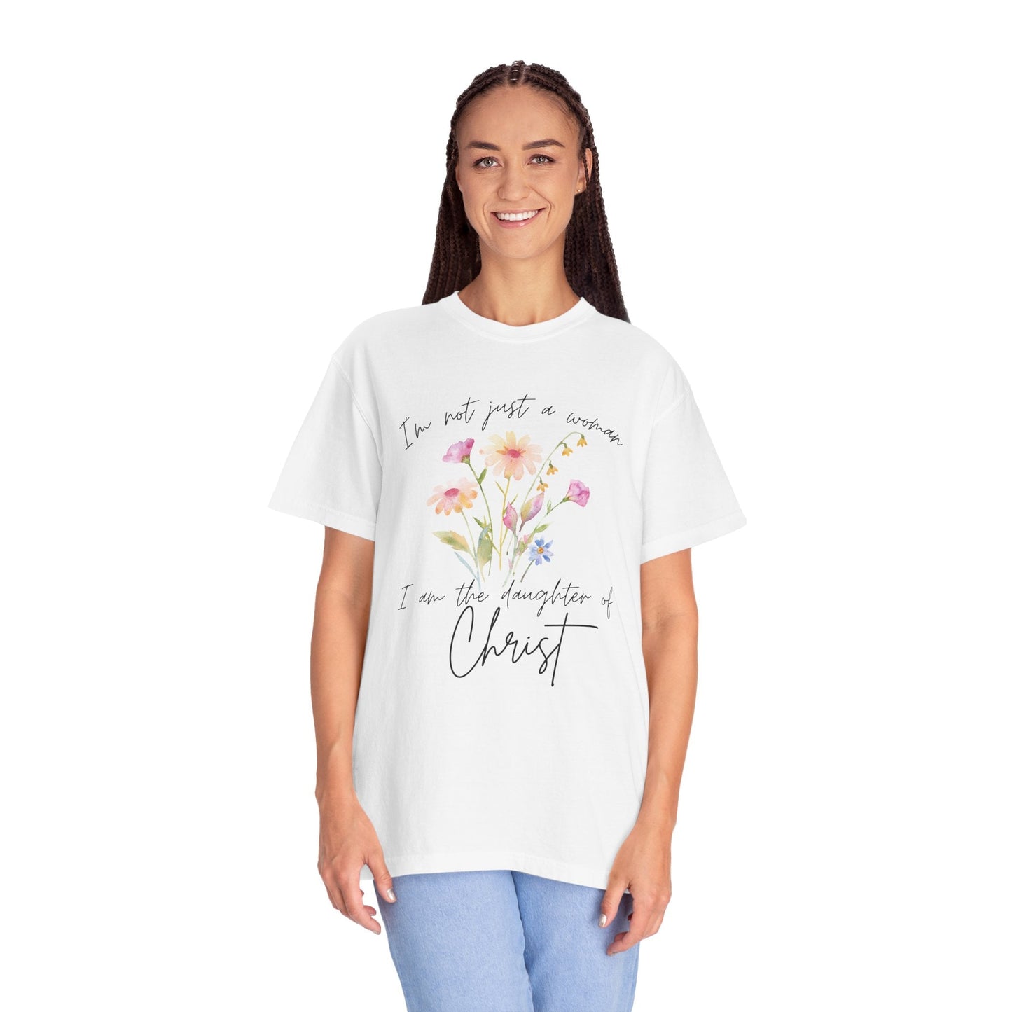 Daughter of Christ Floral T-Shirt - Inspirational Unisex Garment-Dyed Tee