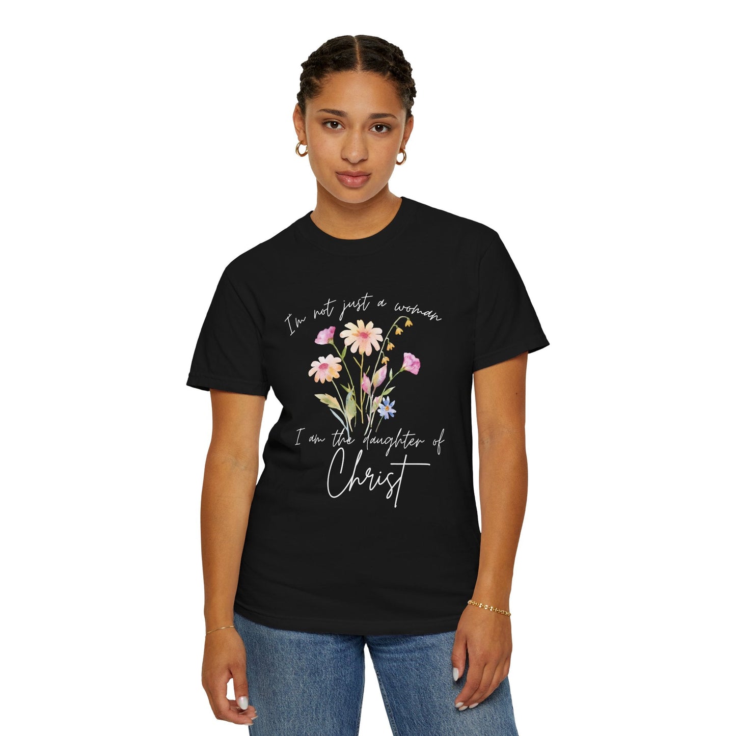 Daughter of Christ Floral T-Shirt - Inspirational Unisex Garment-Dyed Tee
