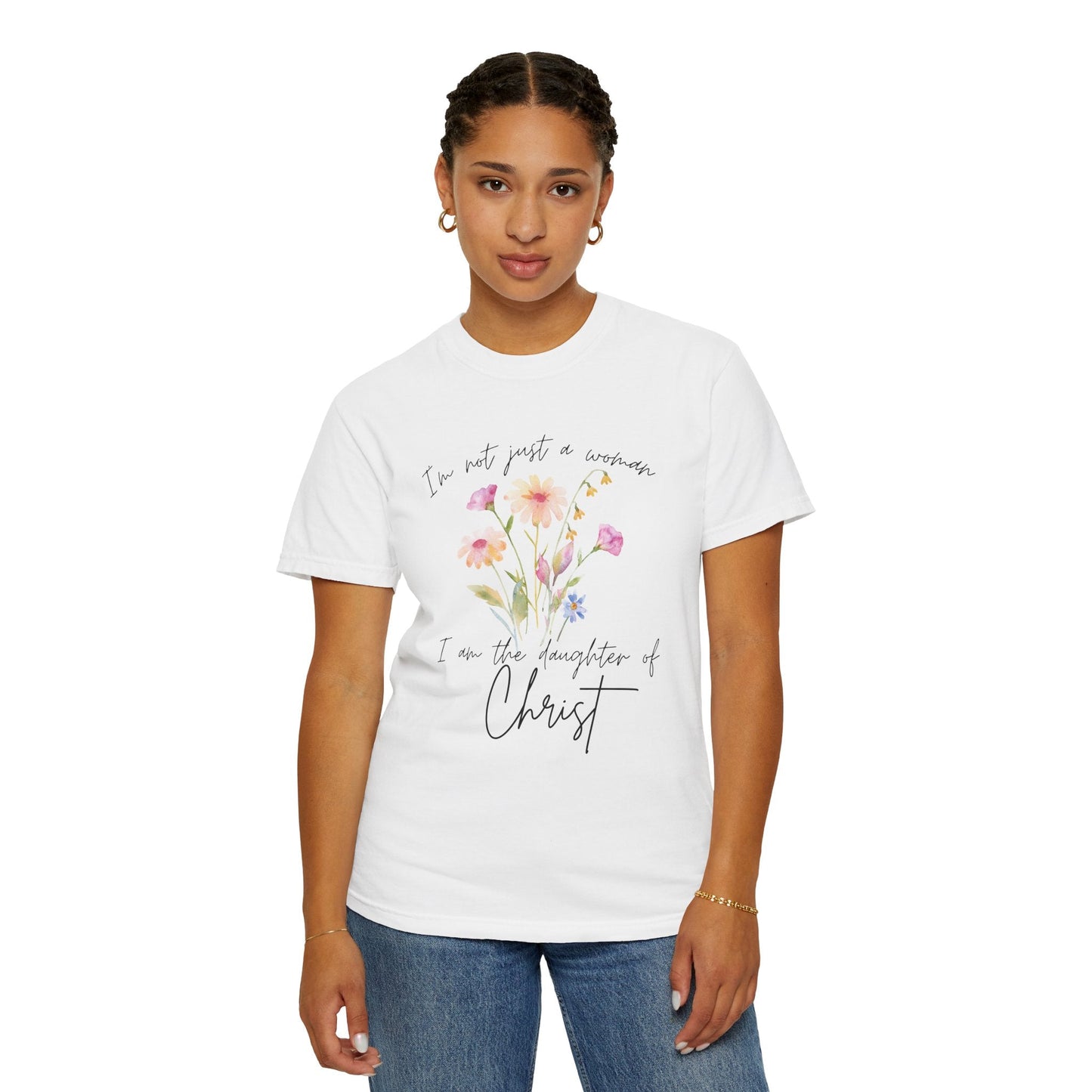 Daughter of Christ Floral T-Shirt - Inspirational Unisex Garment-Dyed Tee