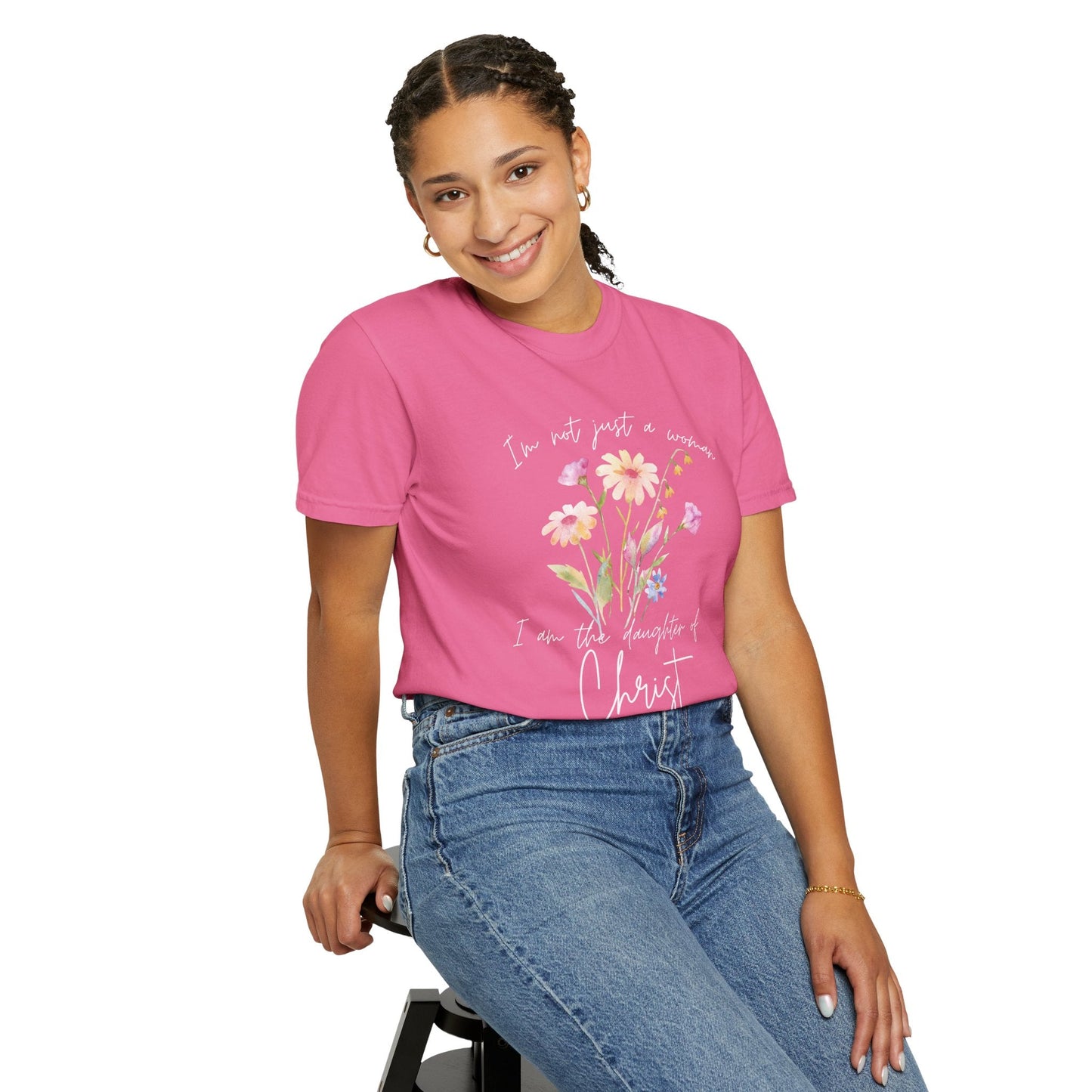 Daughter of Christ Floral T-Shirt - Inspirational Unisex Garment-Dyed Tee