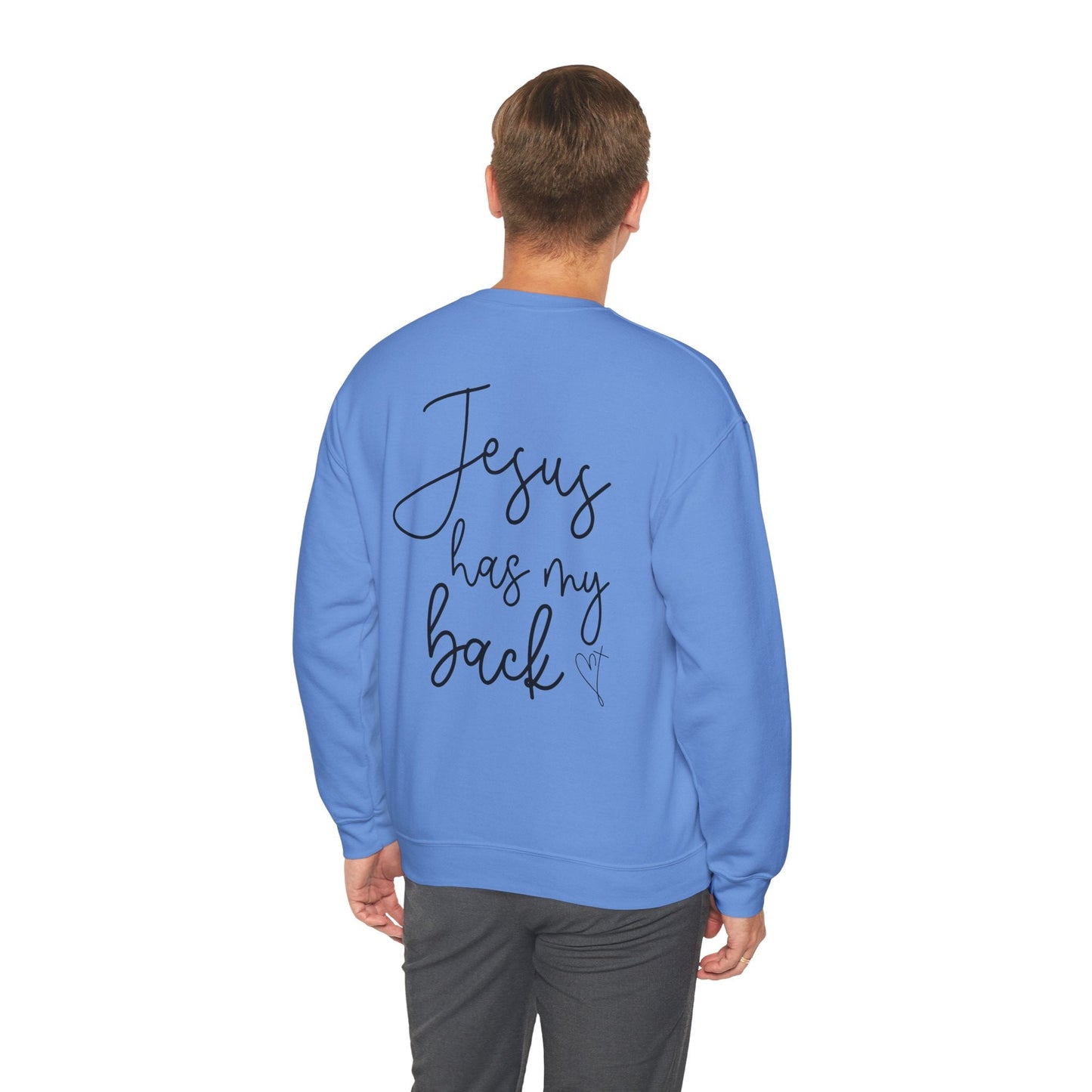 Jesus Has My Back Unisex Heavy Blend™ Crewneck Sweatshirt