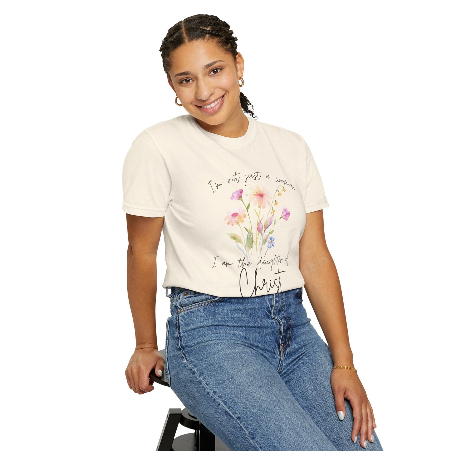 Daughter of Christ Floral T-Shirt - Inspirational Unisex Garment-Dyed Tee