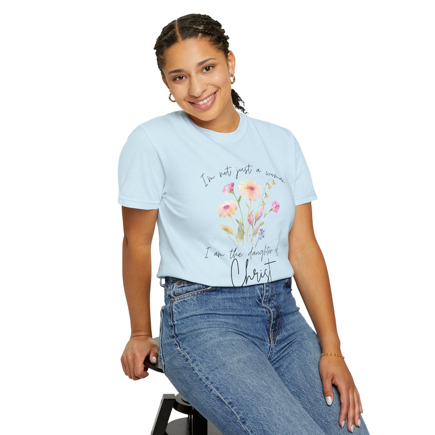 Daughter of Christ Floral T-Shirt - Inspirational Unisex Garment-Dyed Tee