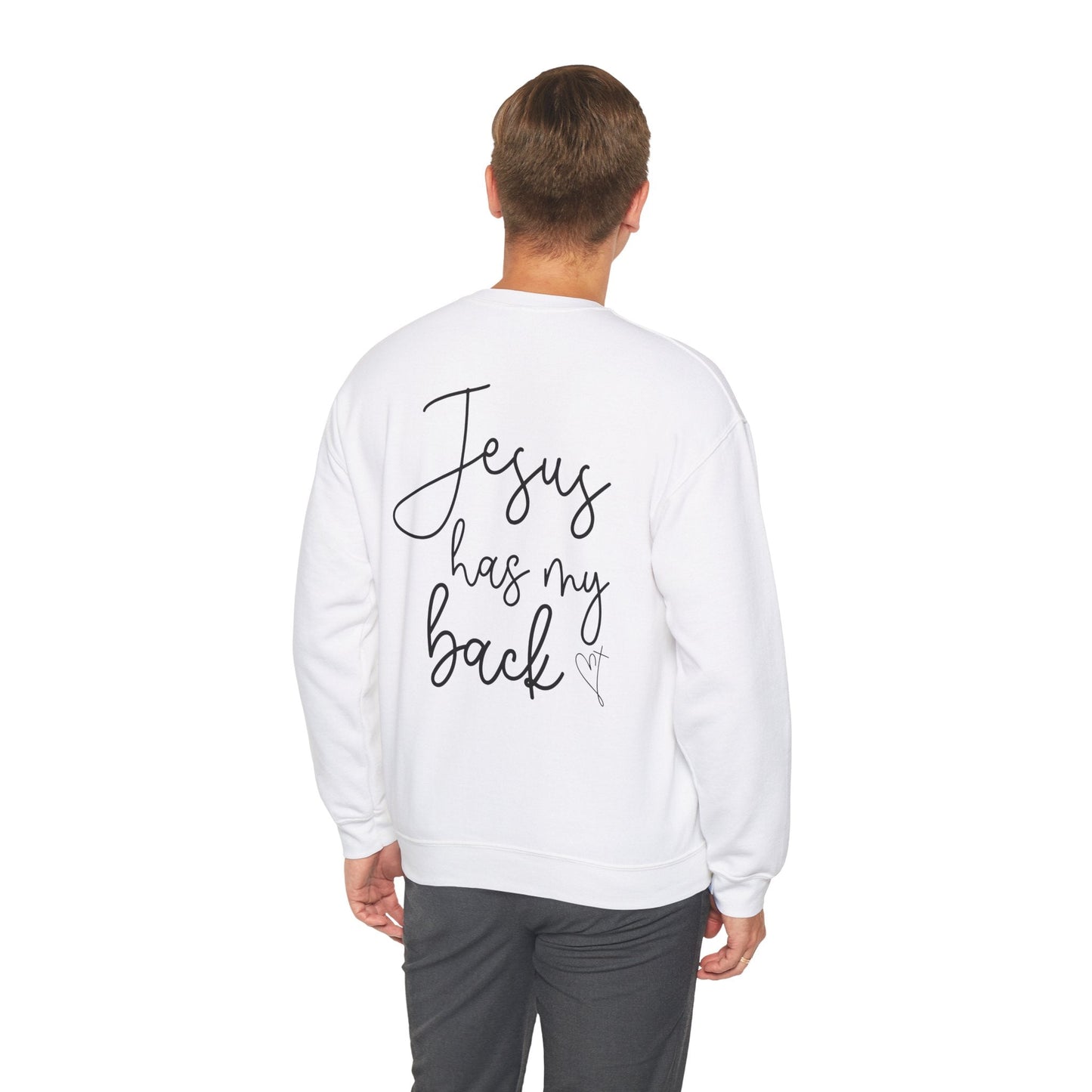 Jesus Has My Back Unisex Heavy Blend™ Crewneck Sweatshirt