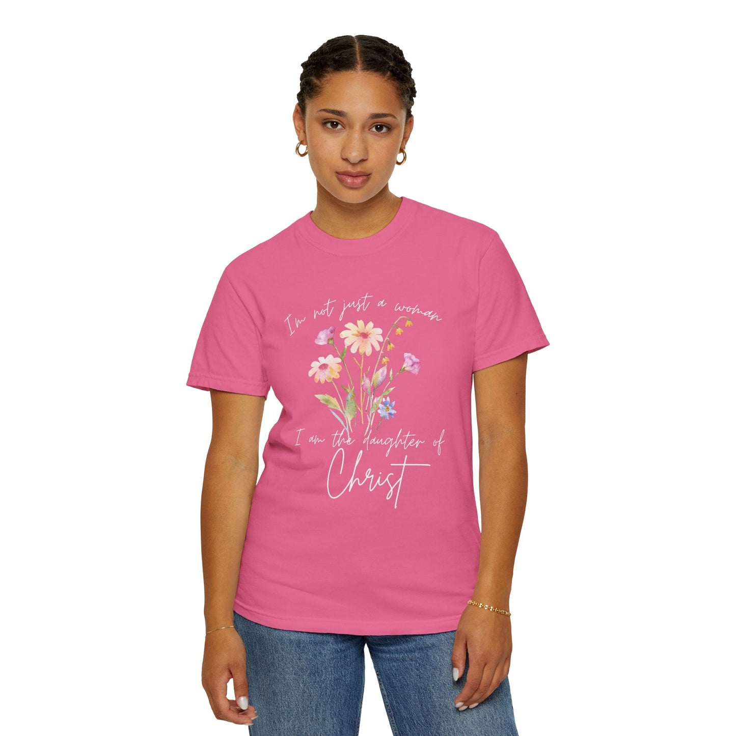 Daughter of Christ Floral T-Shirt - Inspirational Unisex Garment-Dyed Tee