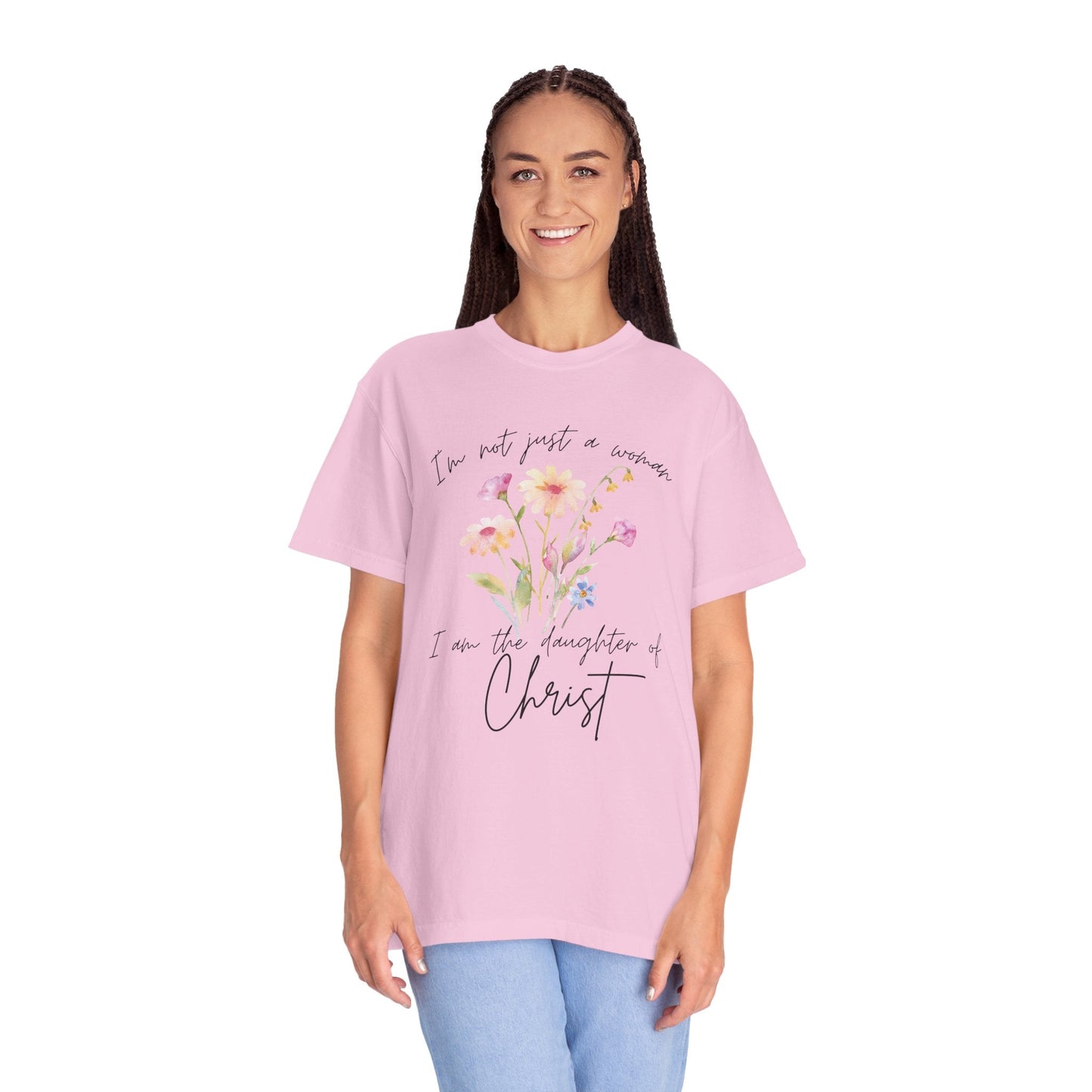 Daughter of Christ Floral T-Shirt - Inspirational Unisex Garment-Dyed Tee
