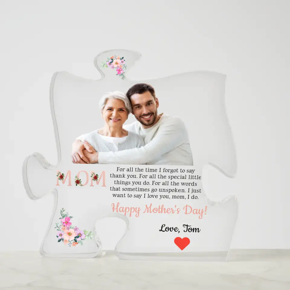 Photo Upload I Love You Mom Puzzle Piece
