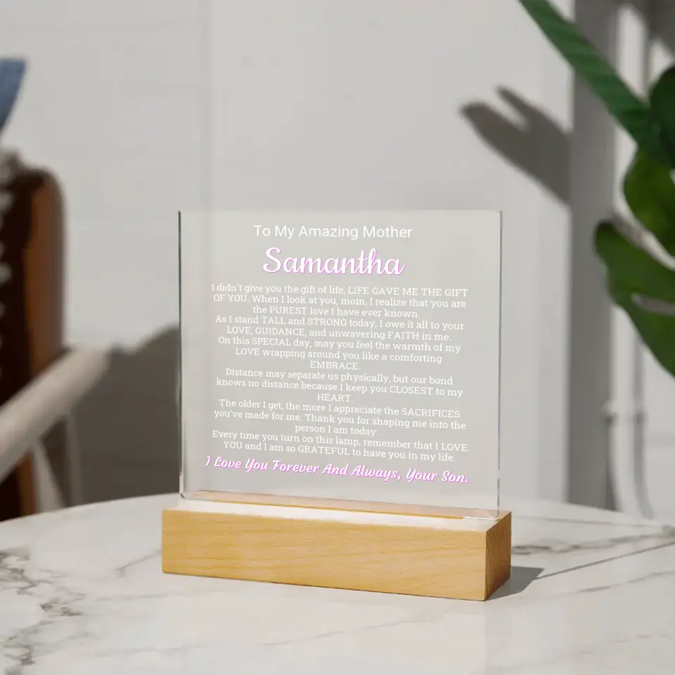 Thank You For Believing In Me Mom Table Lamp