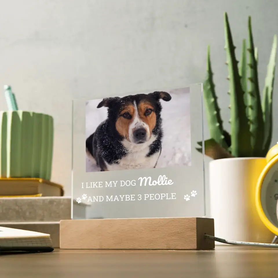 I like My Dog And 3 People Table Lamp