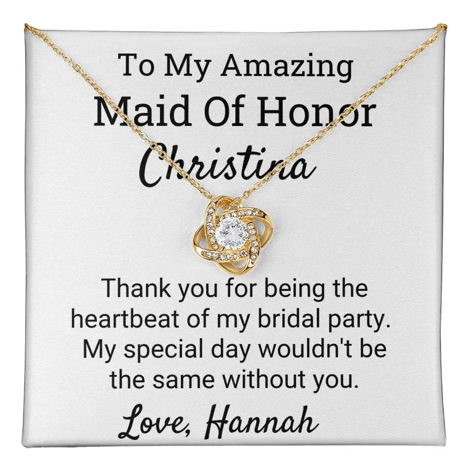 Thank You For Being The Best Maid Of Honor Love Knot Necklace