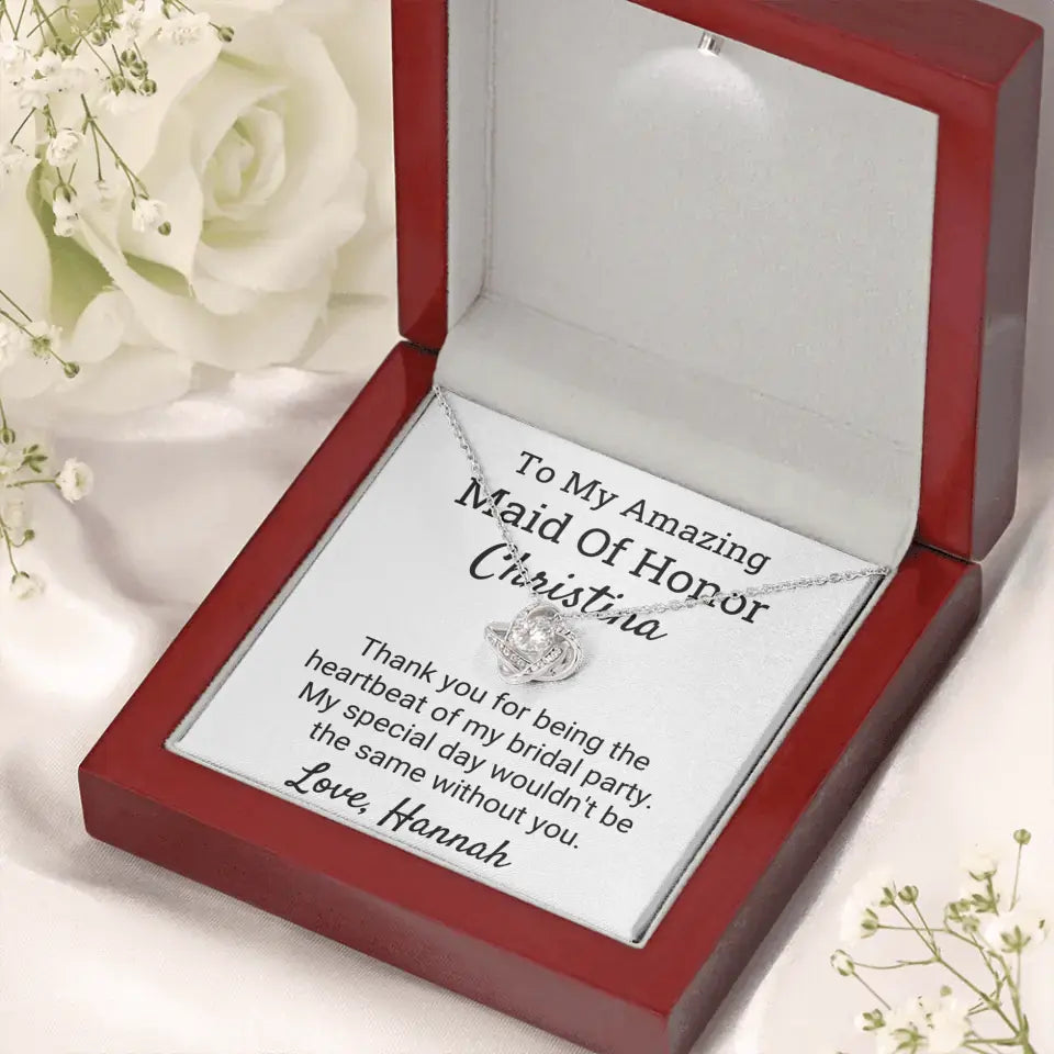 Thank You For Being The Best Maid Of Honor Love Knot Necklace
