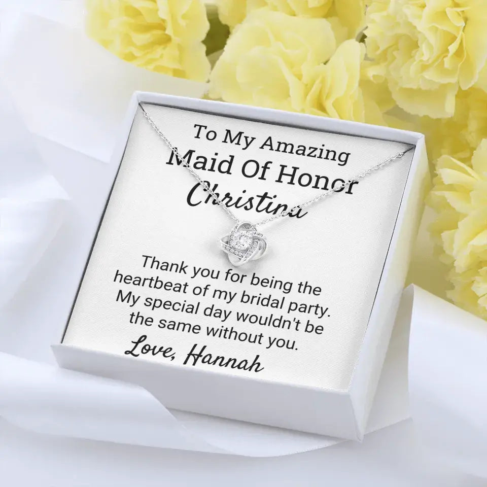 Thank You For Being The Best Maid Of Honor Love Knot Necklace