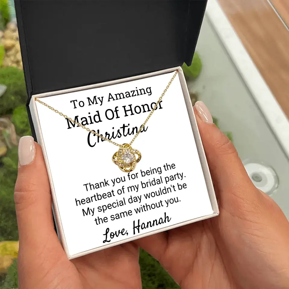 Thank You For Being The Best Maid Of Honor Love Knot Necklace