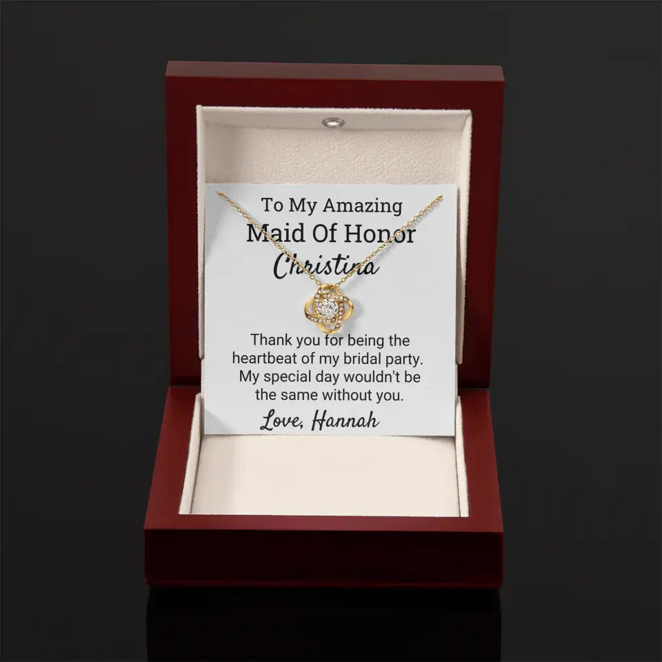 Thank You For Being The Best Maid Of Honor Love Knot Necklace