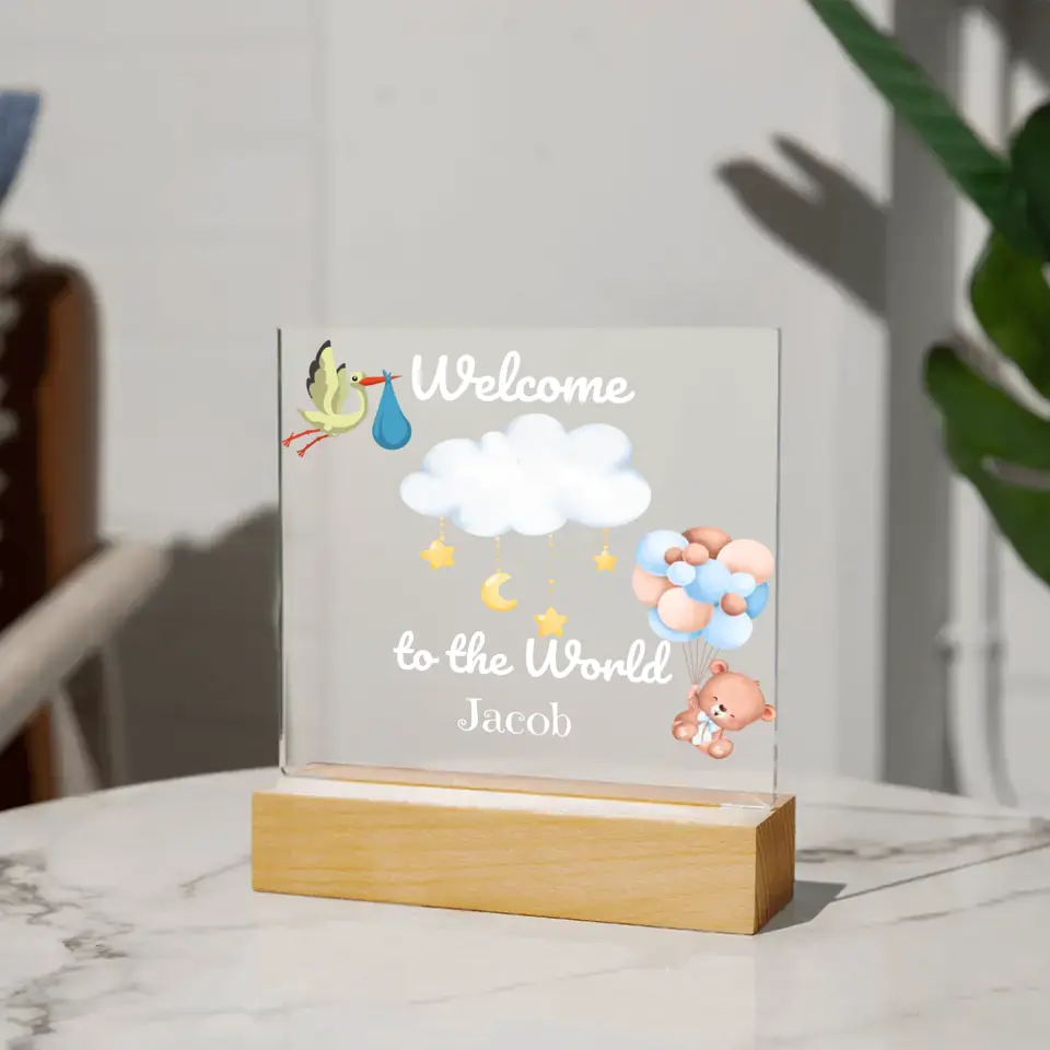Welcome To The World Baby Table Lamp
