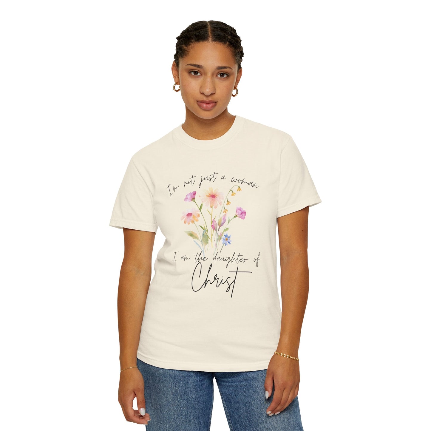 Daughter of Christ Floral T-Shirt - Inspirational Unisex Garment-Dyed Tee