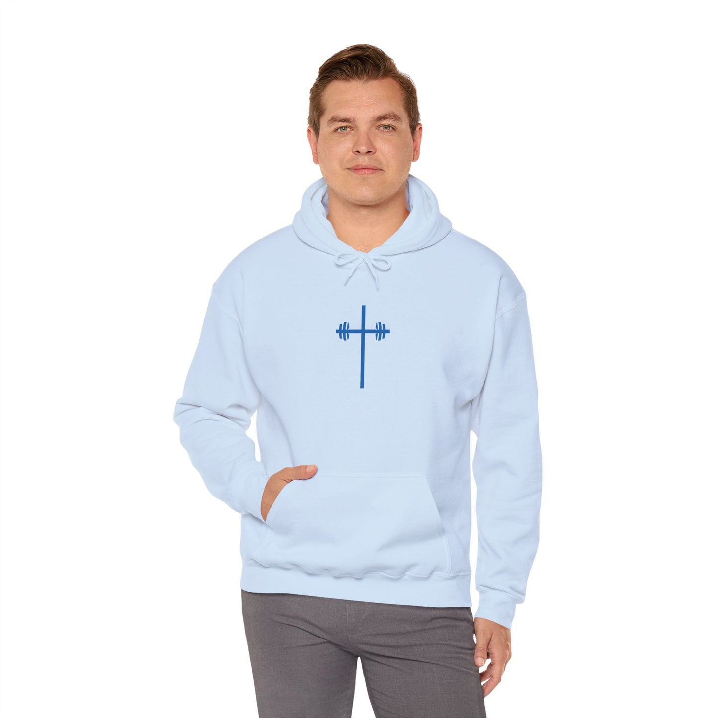 Faith-Inspired Fitness Hoodie - It's Always God Unisex Heavy Blend™ Sweatshirt with Lion & Barbell Design