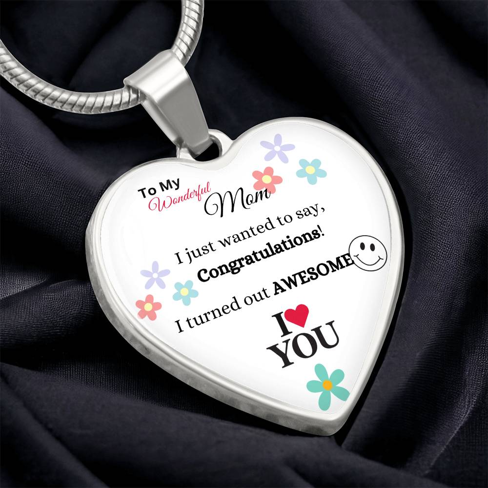 To My Wonderful Mom Heart Necklace