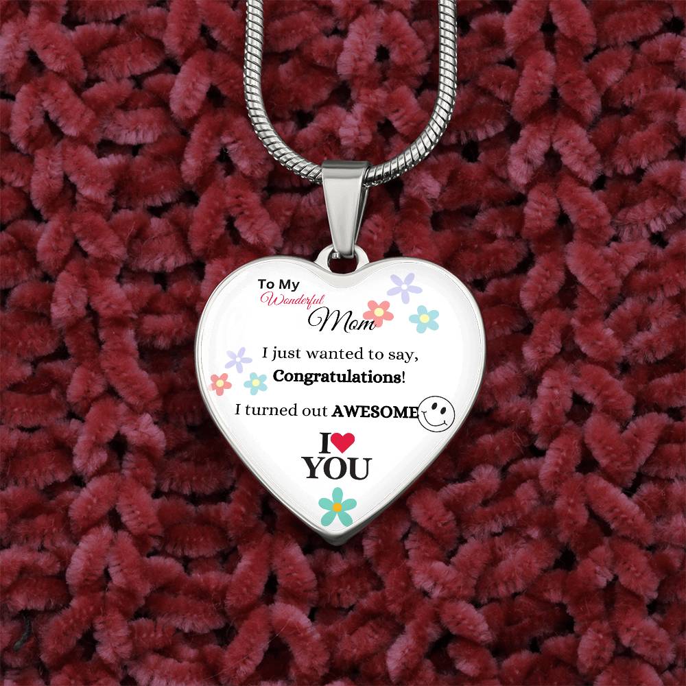 To My Wonderful Mom Heart Necklace