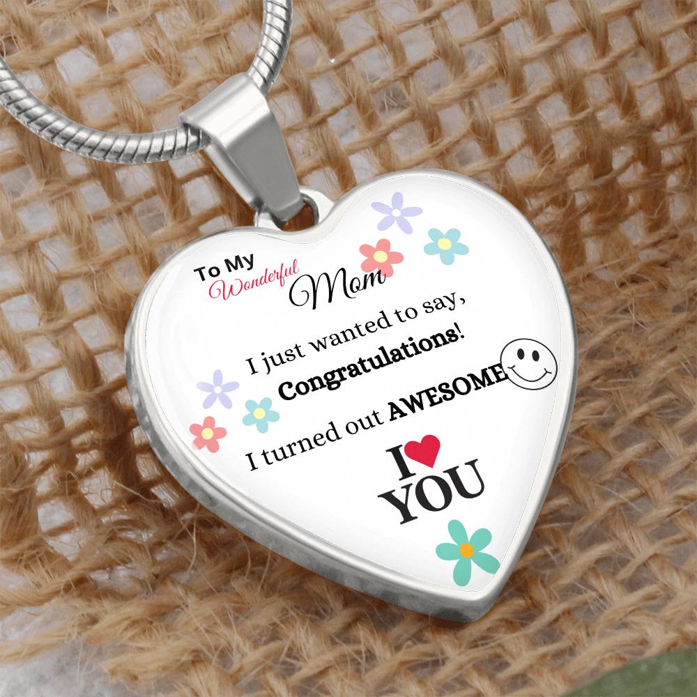 To My Wonderful Mom Heart Necklace