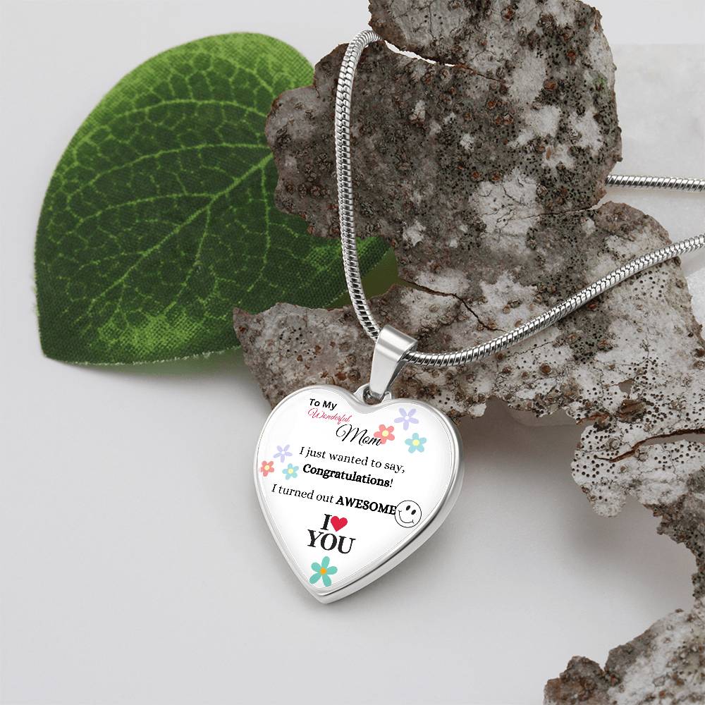 To My Wonderful Mom Heart Necklace