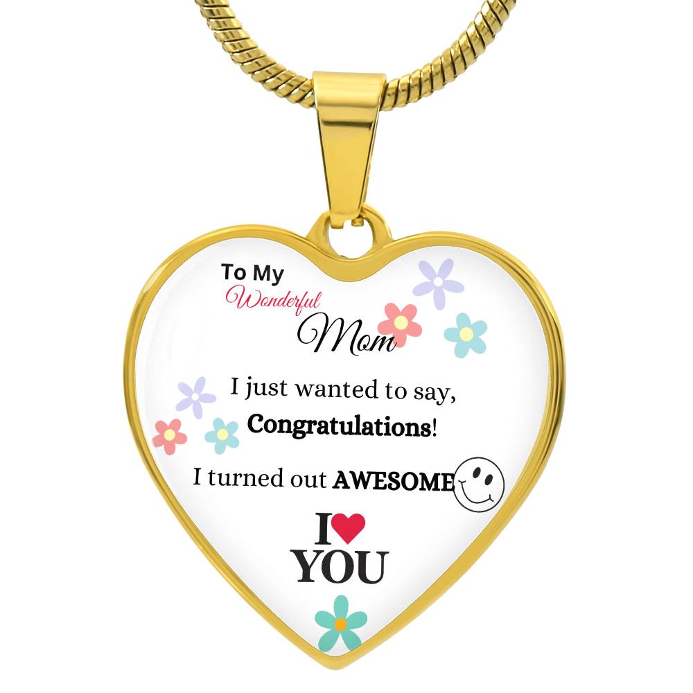 To My Wonderful Mom Heart Necklace