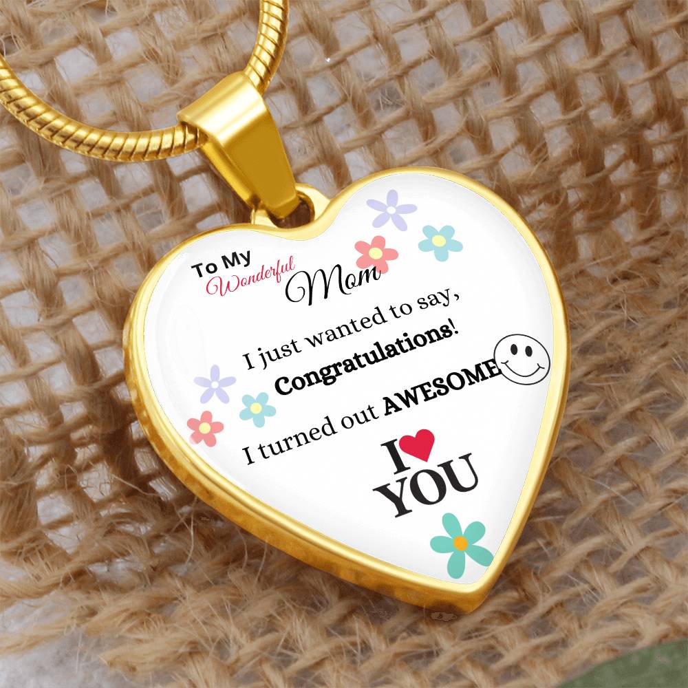 To My Wonderful Mom Heart Necklace