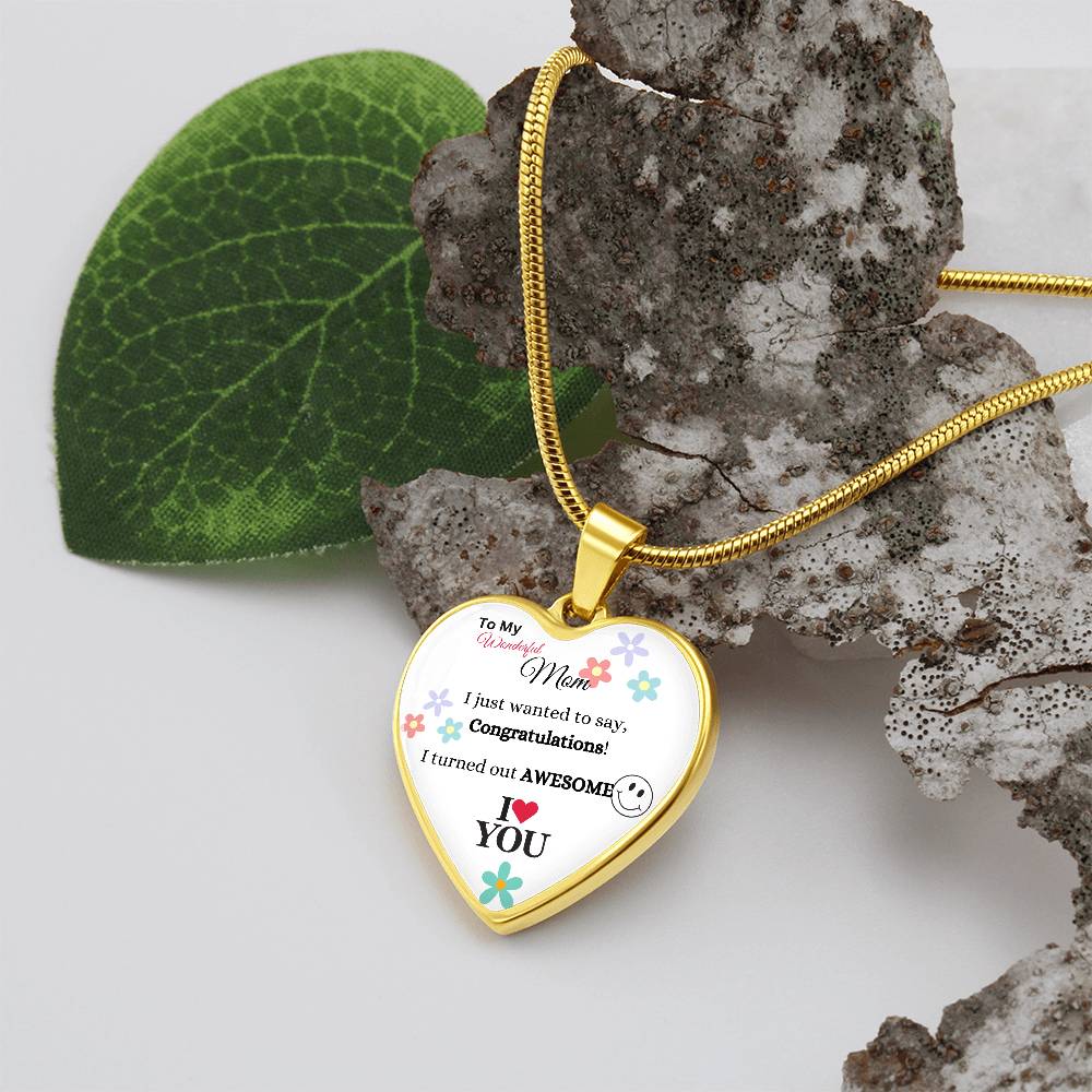 To My Wonderful Mom Heart Necklace