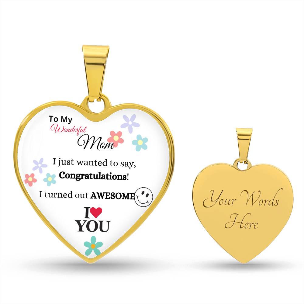 To My Wonderful Mom Heart Necklace
