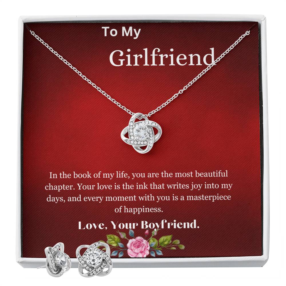 Love Knot Earring & Necklace Set With Love Note