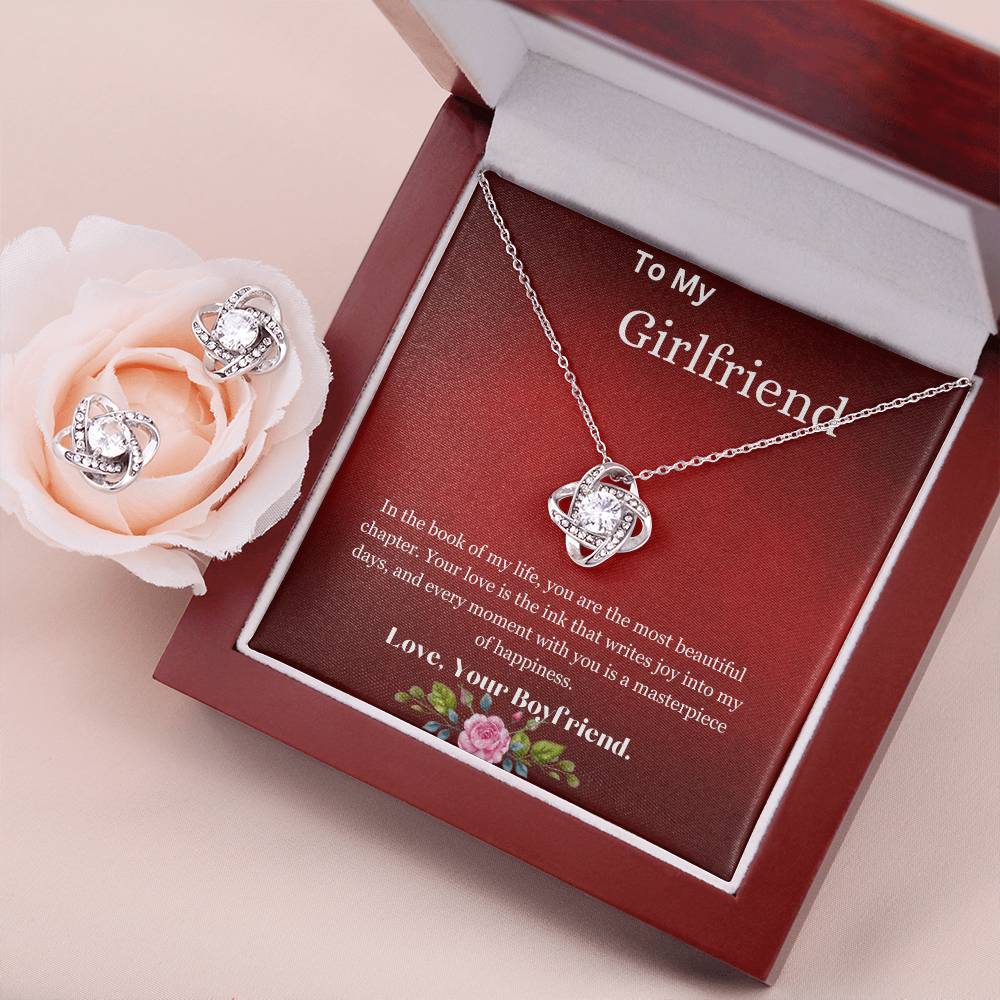 Love Knot Earring & Necklace Set With Love Note