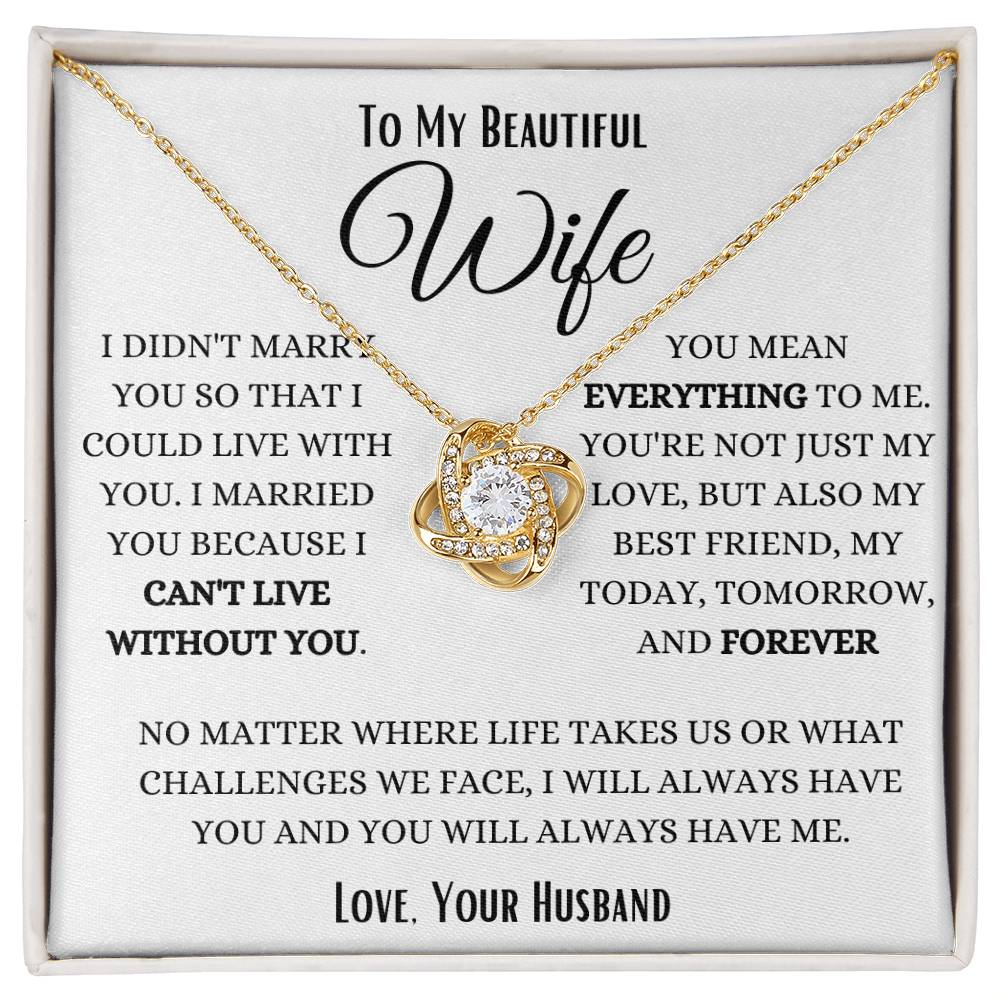 To My Wife My Forever Home Love Knot Necklace