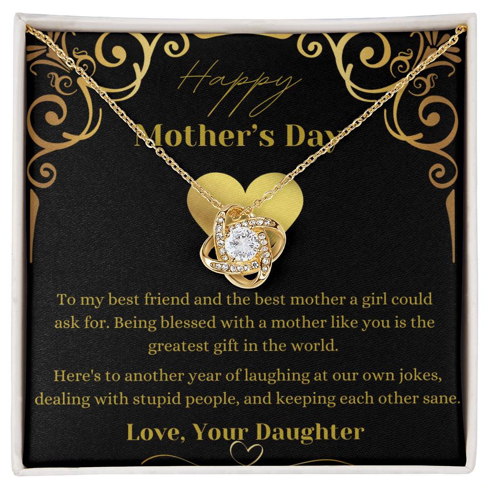 Mother's Day Love Knot Necklace (Yellow & White Gold Variants)