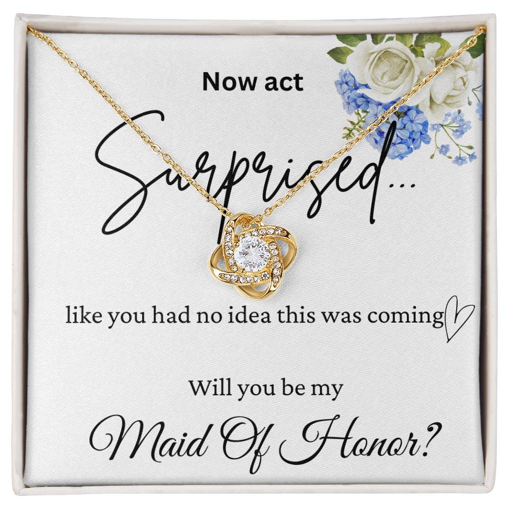 Surprised Maid Of Honor Love Knot Necklace