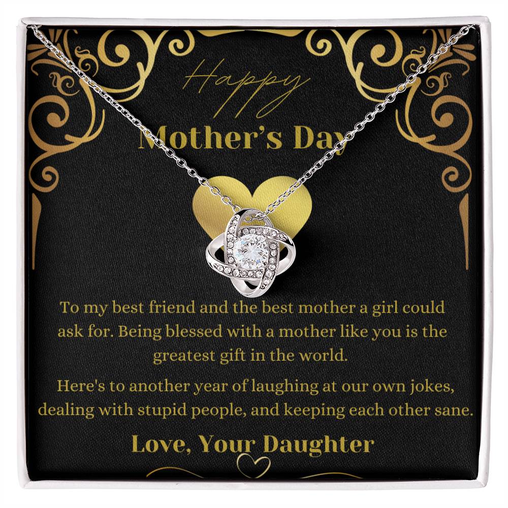 Mother's Day Love Knot Necklace (Yellow & White Gold Variants)