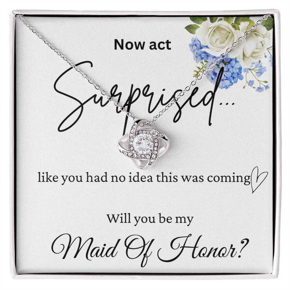 Surprised Maid Of Honor Love Knot Necklace