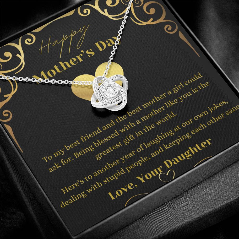Mother's Day Love Knot Necklace (Yellow & White Gold Variants)