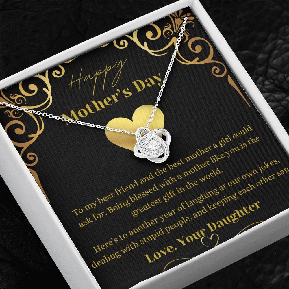 Mother's Day Love Knot Necklace (Yellow & White Gold Variants)