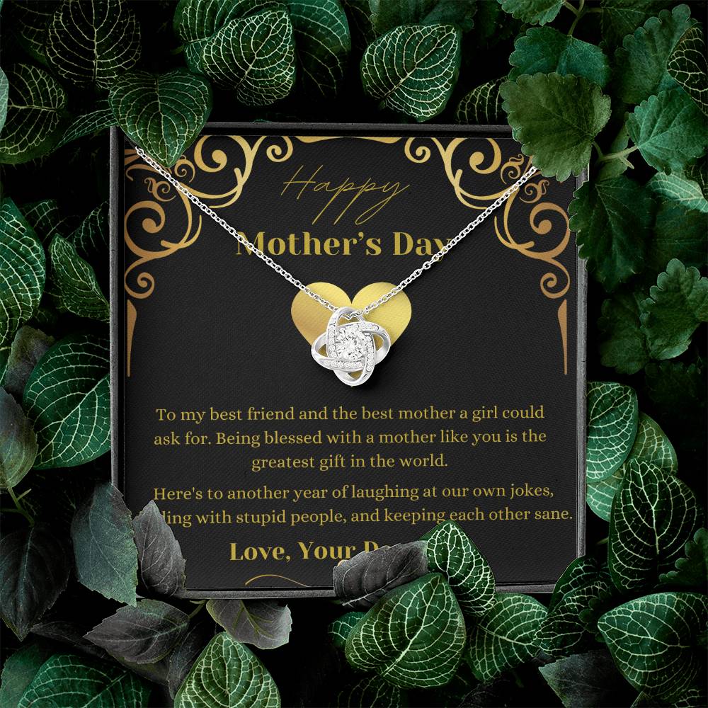 Mother's Day Love Knot Necklace (Yellow & White Gold Variants)