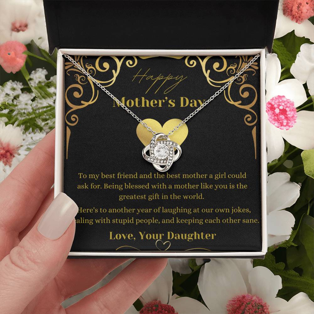 Mother's Day Love Knot Necklace (Yellow & White Gold Variants)
