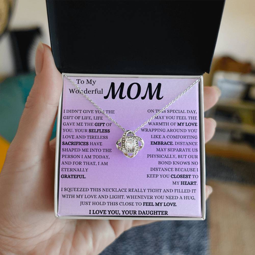 Feel My Love Wrapping Around You Mom Love Knot Necklace