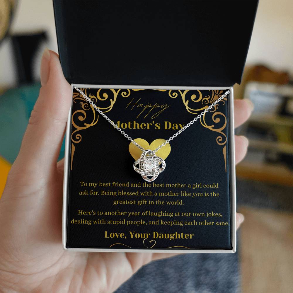 Mother's Day Love Knot Necklace (Yellow & White Gold Variants)
