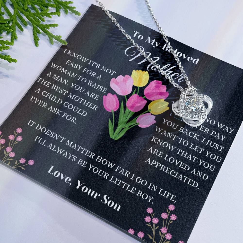 To My Beloved Mother Floral Love Knot Necklace