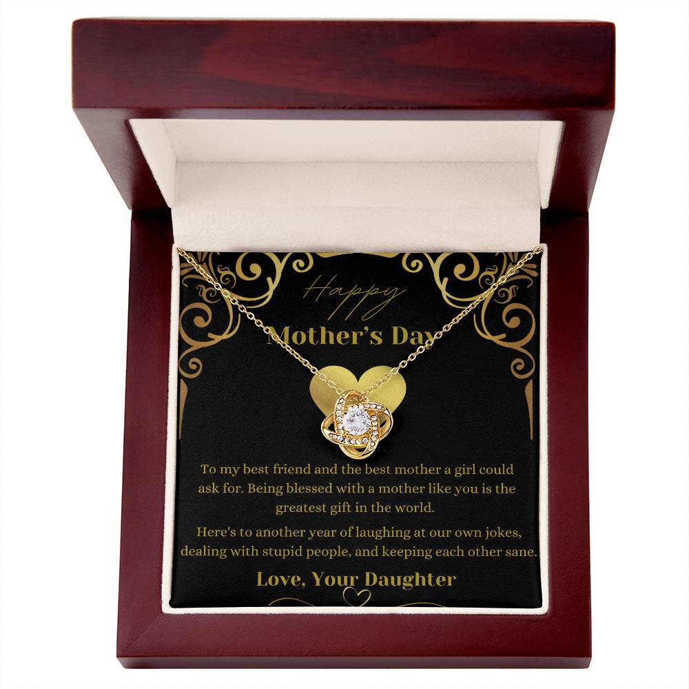 Mother's Day Love Knot Necklace (Yellow & White Gold Variants)