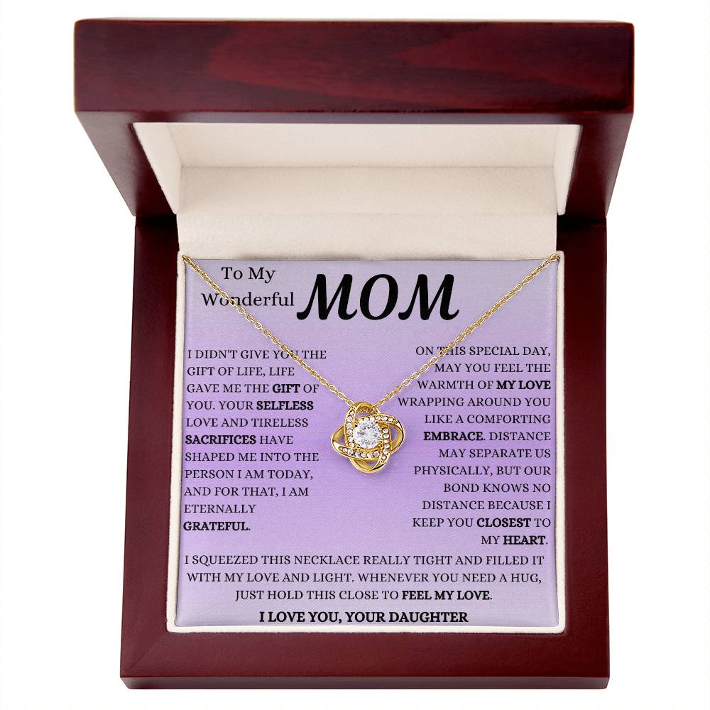 Feel My Love Wrapping Around You Mom Love Knot Necklace