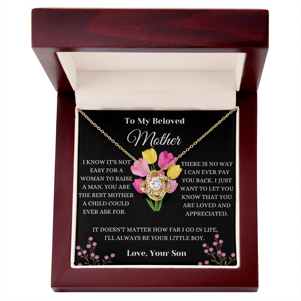 To My Beloved Mother Floral Love Knot Necklace