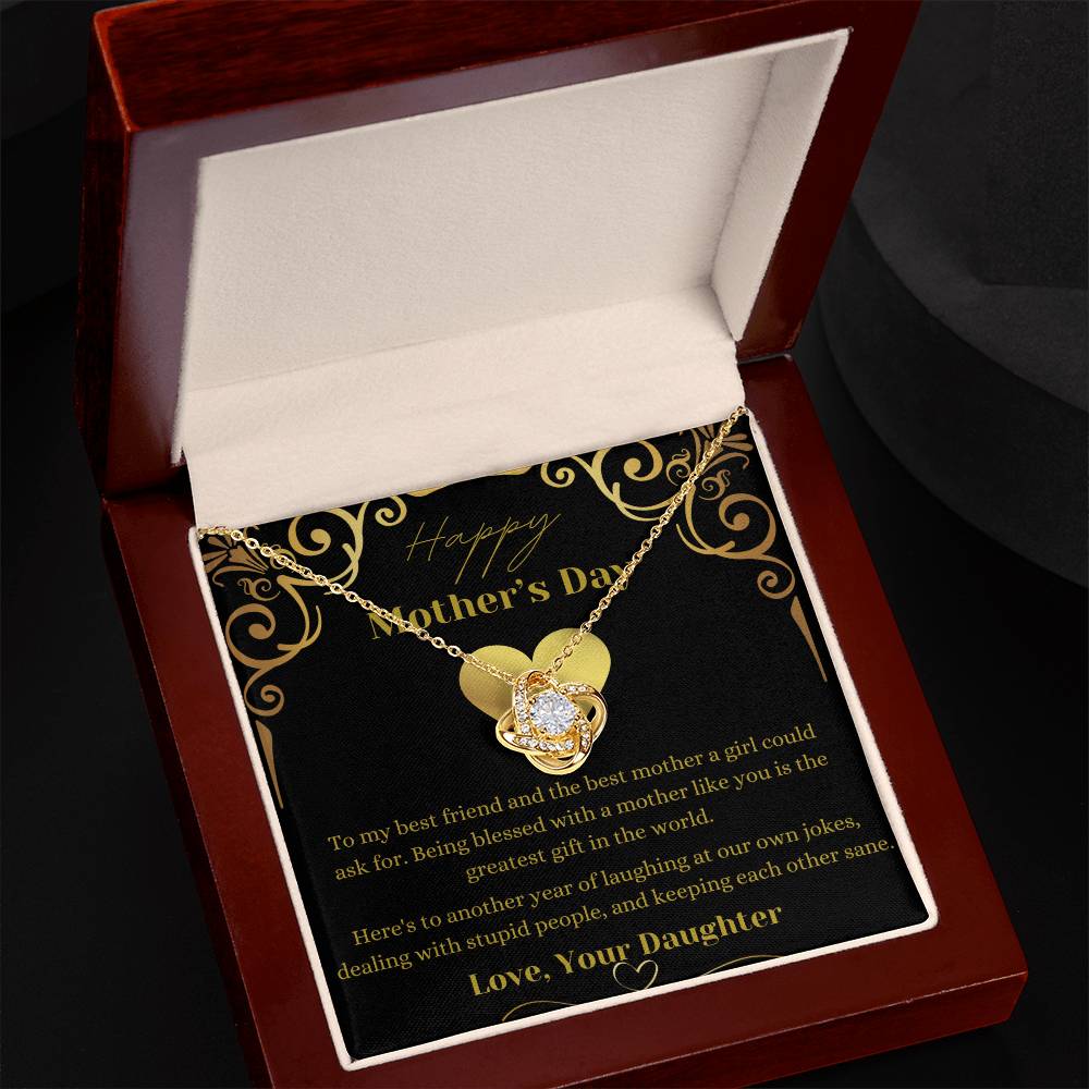 Mother's Day Love Knot Necklace (Yellow & White Gold Variants)